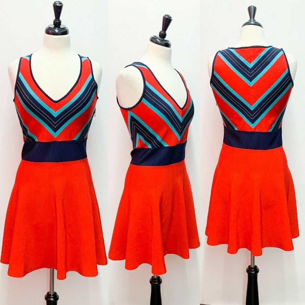 Z Spoke Zac Posen Sleeveless Stripe Flare Dress L